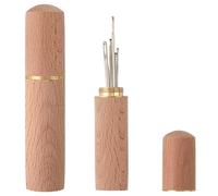 GORGECRAFT Wood Needle Case Sewing Needle Holder Portable Wooden Embroidery Needle Case Cylindrical Pattern Needle Tube Keeper Container for Storage Tapestry Cross Stitch Hand Crafts