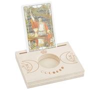 GORGECRAFT Wood Tarot Card Holder 10 x 8cm Carved Moon Flower Star Pattern Tea Light Candle Divination Cards Display Stands for Witch Wiccan Altar Decoration Reading Case Supplies