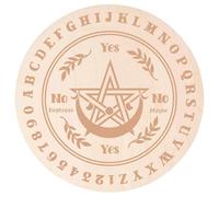 GORGECRAFT Wooden Pendulum Board 25cm Star Moon Leaf Pattern Wood Divination Metaphysics Message Planchette Board Wood Carving Witchcraft Altar Coaster Flat Round for Wicca Meditation
