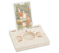 GORGECRAFT Wooden Tarot Card Holder Stand Display Carved Candle Moon Pattern Rectangle Shaped Altar Display Stand Holder for Witch Divination Tools Tarot Decor Wiccan Supplies 10x8x1.5cm