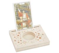 GORGECRAFT Wooden Tarot Card Holder Stand Display Carved Candle Star Pattern 10x8x1.5cm Rectangle Shaped Altar Display Stand Holder for Witch Divination Tools Tarot Decor Wiccan Supplies