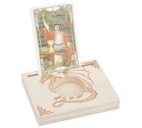 GORGECRAFT Wooden Tarot Card Stand Carved Candle Holder Dragon Pattern 10x8x1.5cm Rectangle Shaped Altar Display Stand Holder for Witch Divination Tools Tarot Decor Wiccan Supplies