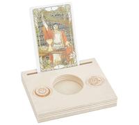 GORGECRAFT Wooden Tarot Card Stand Carved Candle Holder Sun Pattern Rectangle Shaped Altar Display Stand Holder for Witch Divination Tools Tarot Decor Wiccan Supplies 10x8x1.5cm