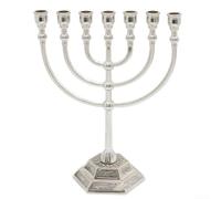 Gorgeous 7 Branch Menorah Candle Stand Captivating Centerpiece for Parties and Events (Silver)