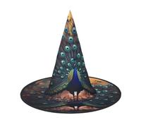 Gorgeous and elegant peacock Halloween Witches Hats Witch Headbands Wizard Hat Costume Accessories Cosplay for Party Masquerade Foldable 1