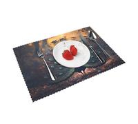 Gorgeous And Elegant Peacock Pattern Elegant Placemats Set Of 4 - Customized Spring Dining Table Decor, Heat Resistant, Durable Polyester Table Mats For Home And Hotel