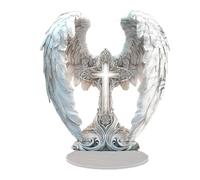 Gorgeous Angel Win Gs C ROS S Decoration Finely Detailed Gracefully Wrap Around The Elegant Boho Style Pr Emium Acrylic Material Christmas Ornament Gift (White, 18.97x21cm)