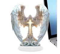 Gorgeous Angel Wings Cross Decoration - Boho Cross Angel Wings Desk Decorations,2D Acrylic Desk Display Ornament Festive Decor for Living Room Office Bookshelf Prayer Room Bedroom Shelf