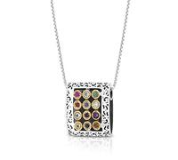 GORGEOUS BEAUTY&CARE 925 Sterling Silver & 9K Gold Hoshen Twelve Tribes Pendant with Priestly Blessing and Filigree Pattern (18)
