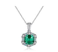 Gorgeous Big Emerald Brilliant Pendant Necklace For Women 925 Sterling Silver Charming Wedding Gem Necklace Jewelry