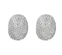 Gorgeous Big Rhinestone Stud Earrings for Women Silver Tone Sparkly Oval Accessories Formal Wedding Bridal Evening Prom Dance Pageant Statement Pieces Chic Present