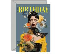 Gorgeous Birthday Card - On Trend - Stunning Fashion Magazine Inspired Stylish Birthday Card for Women Mum Sister Daughter Friend Nan Grandma Cousin, 5x7 Inch Female Greeting Cards
