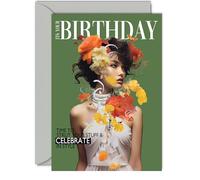 Gorgeous Birthday Card - Style Icon - Stunning Fashion Magazine Inspired Stylish Birthday Card for Women Mum Sister Daughter Friend Nan Grandma Cousin, 5x7 Inch Female Greeting Cards