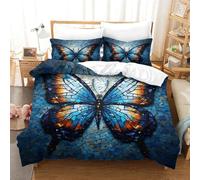 Gorgeous Butterfly Three-dimensional Printing Bedding Three-piece Set Gorgeous Butterfly Comforter Envelope Ultra-fine Fiber Zipper Closure with Pillowcases Gentle And Washable King(220x240cm)
