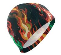 Gorgeous Combustion Red Green Fire Mens Swim for Unisex Adults Short Hair Waterproof caps for Swimming Hair Protection and Drag Reduction Gorro para Nadar Mujer