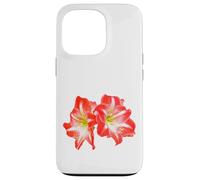 Gorgeous Couple Red Amaryllis Flower - Hippeastrum on White Case for iPhone 13 Pro
