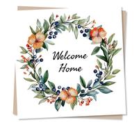 Gorgeous Floral Wreath Welcome Home Card For Friend or Loved One - Travelling, New Home, Moving Out/In - Flowers, Nature - New Chapter - For Bestie, Special Someone, Family, Couple, Men, Women
