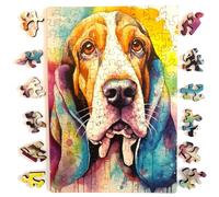 Gorgeous Games Benji The Basset Small Wooden Jigsaw Puzzle | Dog Portraits | 117 pieces, Small 18cm x 26cm, Premium Wooden Puzzle | Stunning Jigsaw Puzzle For Adults
