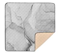 Gorgeous Gray and White Marble Texture Large Non-Slip Baby Activity Play Mat for Floor Waterproof Baby Kick Crawling Mat for Baby Kids Toddlers Infants, 50'' x 50''