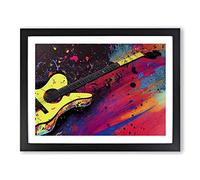 Gorgeous Guitar Splatter Abstract Framed Print | A2 Black Framed Wall Art | Ready to Hang | Abstract Music Picture | Living Room Bedroom Lounge Office