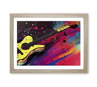 Gorgeous Guitar Splatter Abstract H1022 Framed Print for Living Room Bedroom Home Office Décor, Wall Art Picture Ready to Hang, Oak A3 Frame (46 x 34 cm)