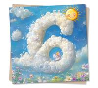 Gorgeous Happy 6th Birthday Card For Loved One - Clouds, Sky, Sun, Fairies, Dreamy - For Child, Grandchild, Niece, Nephew, Sister, Brother