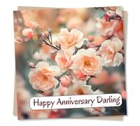 Gorgeous Happy Anniversary Card For Partner - Darling, Sweetheart, Heartfelt - Flowers, Nature, Delicate - For Husband, Wife, Girlfriend, Boyfriend