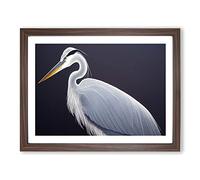 Gorgeous Heron Bird H1022 BLK Framed Print for Living Room Bedroom Home Office Décor, Wall Art Picture Ready to Hang, Walnut A3 Frame (46 x 34 cm)