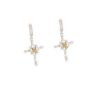 Gorgeous Ice Effect Snowflake and Earrings Crafted From Copper, Zircon Accent Snowflake Earrings