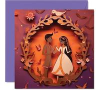 Gorgeous Indian Hindu Asian Haldi Wedding Congratulations Card Stunning Wedding Card for Women Men Her Him, 145mm Congrats Well Done Marriage Greeting Cards for Couples (NOT 3D or Pop Up)