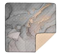 Gorgeous Marble Texture in Gray-Gold Color Cute Foldable Baby Playmat for Floor Portable Padded Play Mat for Baby Kids Toddlers Infants, 50'' x 50''