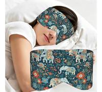 Gorgeous Meadows Pattern with Floral Elephant in Print Adults Eye Mask for Sleeping Soft Breathable Blindfold Daily Home Travel Work
