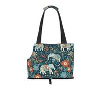 Gorgeous Meadows Pattern With Floral Elephant In Print Pet Tote Bag,Single Shoulder Carrier, Pet Travel Handbag For Small Dogs & Cats Outings