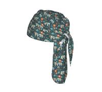Gorgeous meadows pattern with floral elephant in Print Stretch Cycling Cap Quick-Drying Moisture-Wicking Breathable Headwear Elastic Sports