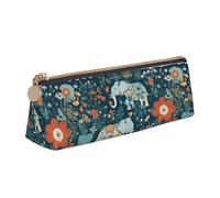 Gorgeous Meadows Pattern with Floral Elephant in Print Student Pencil Case Large Capacity Triangle Pouch Daily Essentials School College
