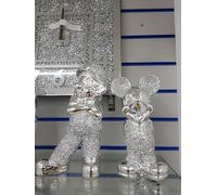 Gorgeous Minnie and Micky Mouse Sparkle Ornament Bling Décor Set in Silver Crushed Diamond