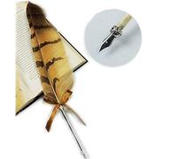 Gorgeous Owl Feather Quill Pen Calligraphy Dip Pen Refined Plated Rod Writing Quill Pen for Wedding Gift Office School Supplies Signature Pen