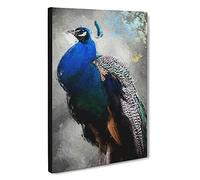 Gorgeous Peacock Bird Canvas Print | Gallery Wrapped 30mm Frame Wall Art | 30x20 inches | Ready to Hang | Modern Animals Picture | Living Room Bedroom Lounge Office