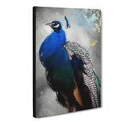 Gorgeous Peacock Bird Canvas Print | Gallery Wrapped 30mm Frame Wall Art | 30x20 inches | Ready to Hang | Modern Animals Picture | Living Room Bedroom Lounge Office