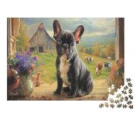 Gorgeous Puppy in Garden Puzzles 1000 Piece Challenge Toy Adults And over 12 Years Old Creative Puzzles Family Fun Jigsaws Puzzles Home Decoration Gift 38x26cm/1000pcs