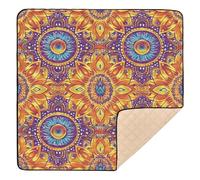 Gorgeous Retro Peacock Feathers Large Stylish Baby Activity Play Mat for Floor 1-Piecing Padded Play Mat for Baby Toddler Infant, 50'' x 50''