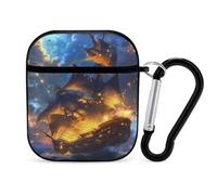Gorgeous Sailing Battleships Funny Case Cover Compatible for AirPods 1 & 2 Earbuds Protective Hard Cover with Keychain
