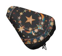 Gorgeous Stars and Moon Bike Seat Cover - Waterproof Bike Seat Cushion for Women & Men, Comfort, Soft Bicycle Saddle Covers Universal Fit Road/Mountain/Spin Bikes with Drawstring