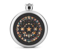Gorgeous Stars And Moon Flasks for Liquor, 5oz Stainless Steel Flask Leakproof Portable Whiskey Flask for Outdoor, Camping, Travel, Gifts
