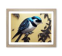 Gorgeous Swallow Bird H1022 Framed Print for Living Room Bedroom Home Office Décor, Wall Art Picture Ready to Hang, Oak A3 Frame (46 x 34 cm)
