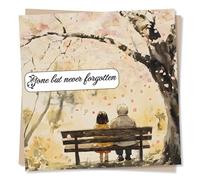 Gorgeous Sympathy Card For Loss of Grandfather, Grandpa, Grandad - Park Bench, Cherry Blossom Tree - Gone But Never Forgotten - For Bestie, Friend, Relative, Granddaughter