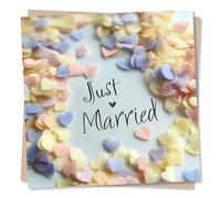 Gorgeous Wedding Card For a Beautiful Couple - Hearts, Confetti, Heartfelt, Celebration - Just Married - For Friends, Family, Marriage