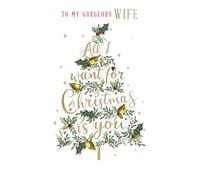 Gorgeous Wife Xmas Tree Embellished Christmas Card Hand-Finished Champagne Cards XCDC423