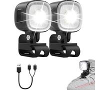 Gorger Croc Lights, 2Pcs Rechargeable Headlights for Croc Shoes IPX6 Waterproof, Led Shoes Lights Charms with 4 Light Modes, Adjustable Light Croc Torch for Camping, Dog Walking