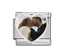 Gorgieousy Custom Italian Charm Bracelet - Silver, 9x8mm Heart Shape, Print Your Photos, Logos, and Anime Characters - Gift for Women
